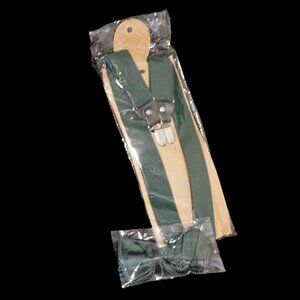 Forest Green Suspenders and Bow Tie Set